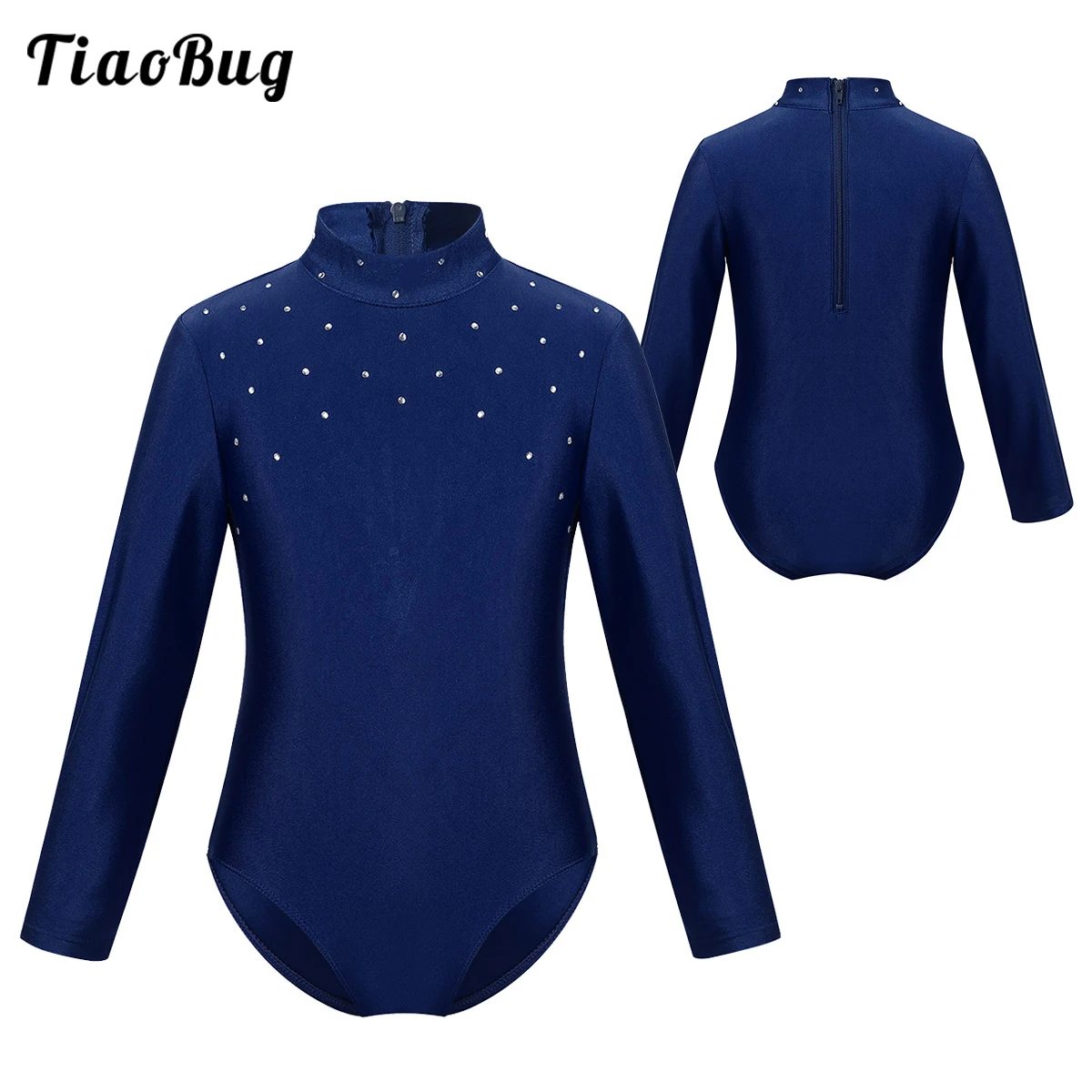 Детское гимнастическое трико Стразы с длинными рукавами комбинация платье для