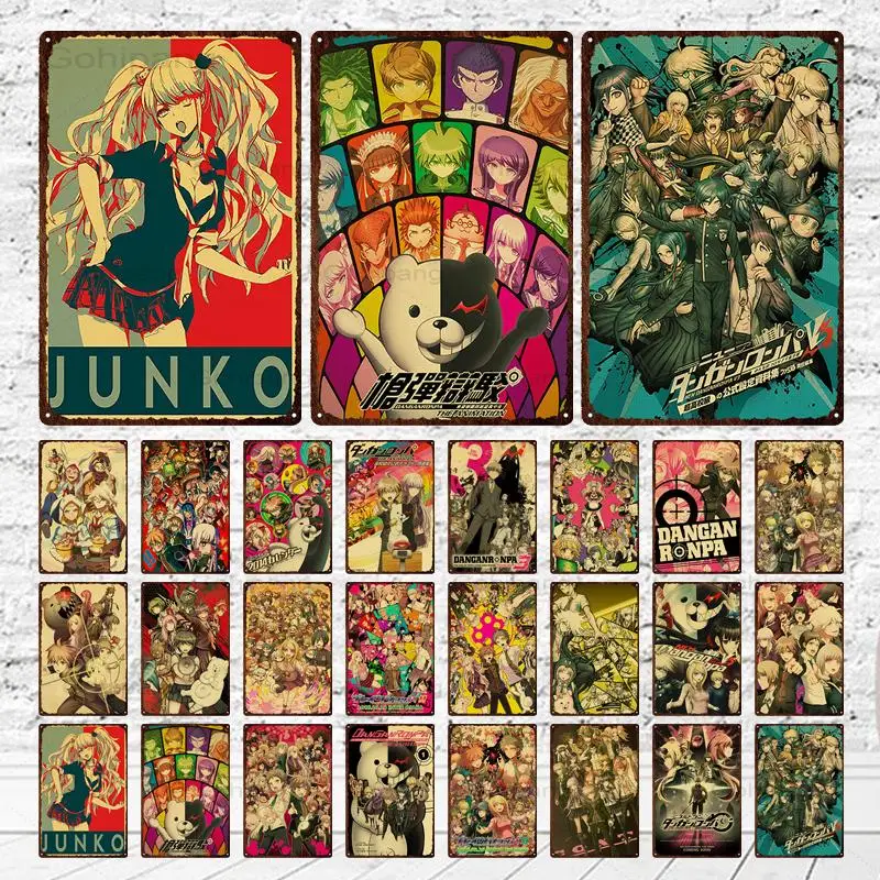

Металлическая вывеска аниме Junko Girl настенная доска японского аниме домашний Декор металлическая пластина манга персонаж портрет металличе...