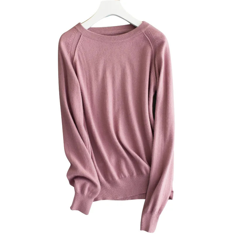 2020 autumn and winter new cashmere sweater women's short round neck loose solid color wild knitted base women | Женская одежда