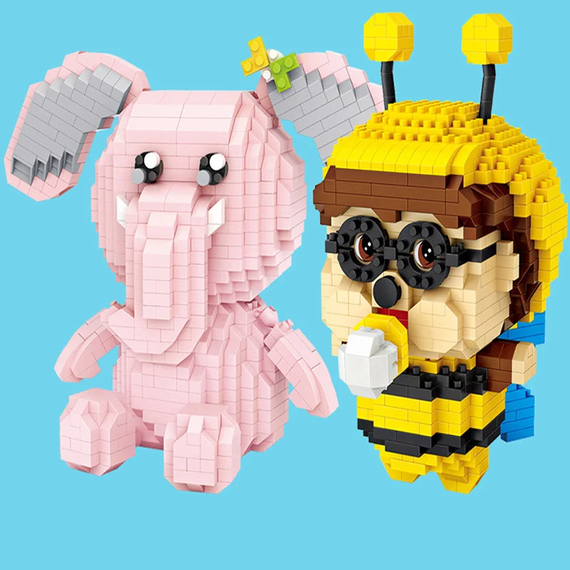 LOZ алмазные мини блоки Пчела Розовый Слон Мультяшные Животные модели