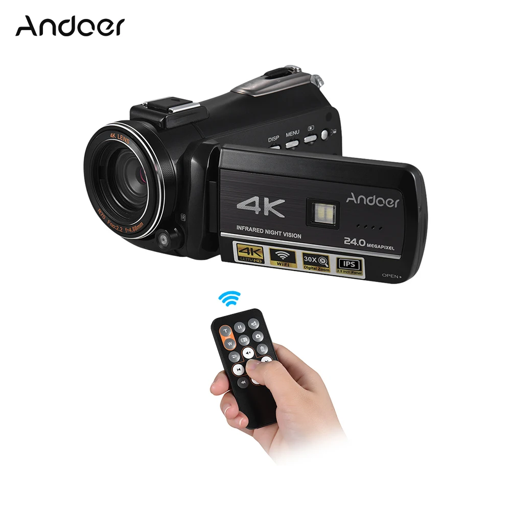 Цифровая видеокамера Andoer AC3 4K записывающее устройство DV 30X Zoom вращение IPS