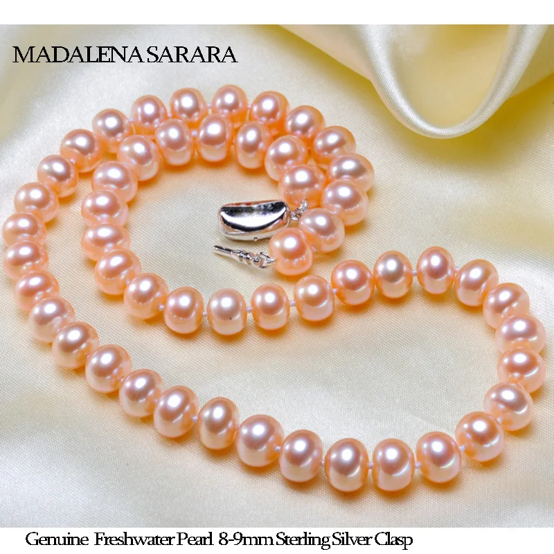 

MADALENA SARARA 8-9mm AA Near round Freshwater Pearl Necklace Bracelet and Earring Set For Jewelry Gift