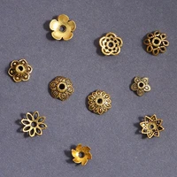 100pcs antique gold color metal flower loose spacer beads caps wholesale lot for jewelry making diy crafts findings