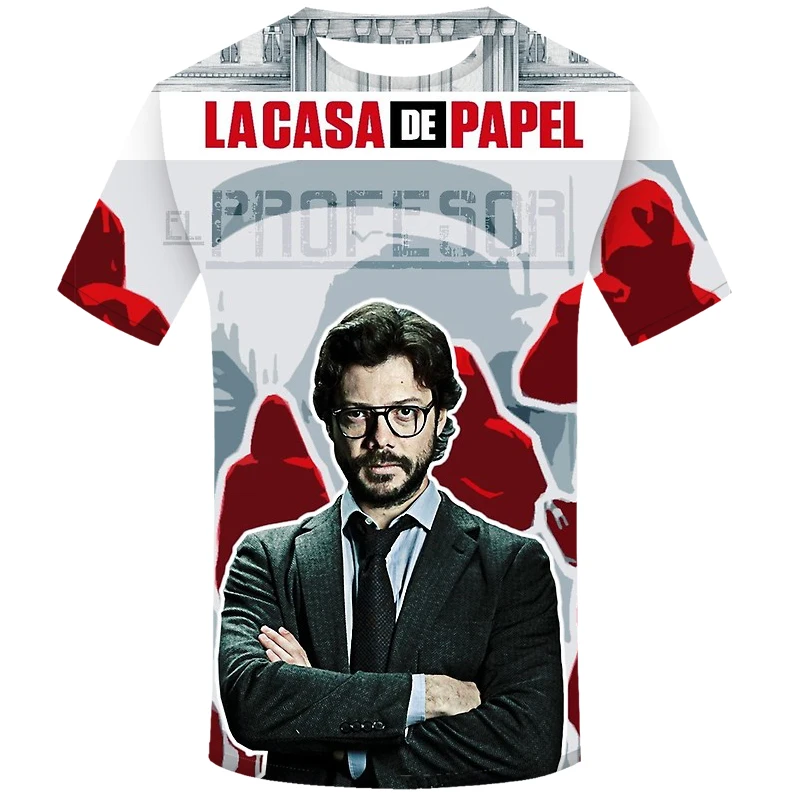La Casa De Papel фильм футболка деньги heist футболки ТВ Для мужчин El Profesor Объёмный рисунок