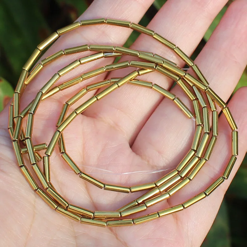 

Very Shining! Many Colors,3x9/4x13mm Natural Hematite Plate beads Spacer Tube Beads, For DIY Jewelry making !