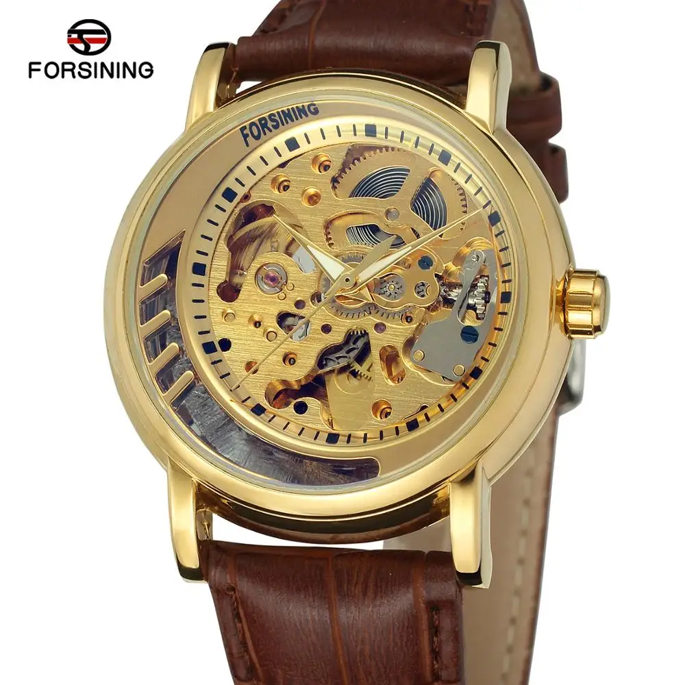 Marca de Luxo Pulseira de Couro Pulseira de Couro dos Homens Estilo Negócio Automático Analógico Vestido Relógio dos Homens Relógios op Marca Luxo Montre Homme