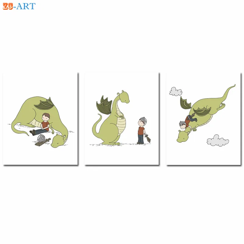 Для мальчиков и дракон Приключения плакаты принты живопись на холсте