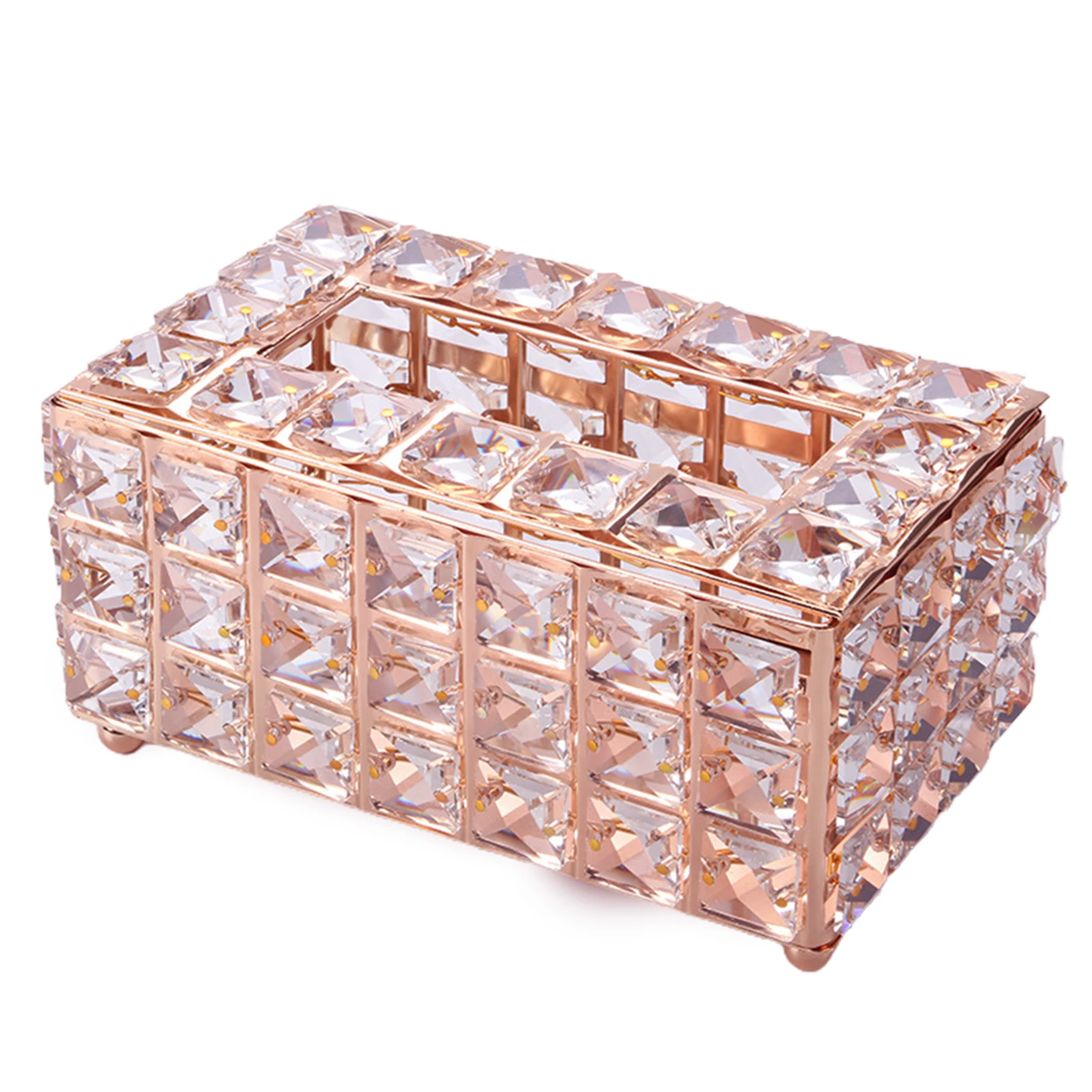

Simple Coffee Table Desktop Rectangular Faux Crystal Tissue Storage Box Holder