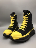 rick mens soled boots couples shoes black and yellow rick board shoe streetwear owens shoes men women casual sneaker