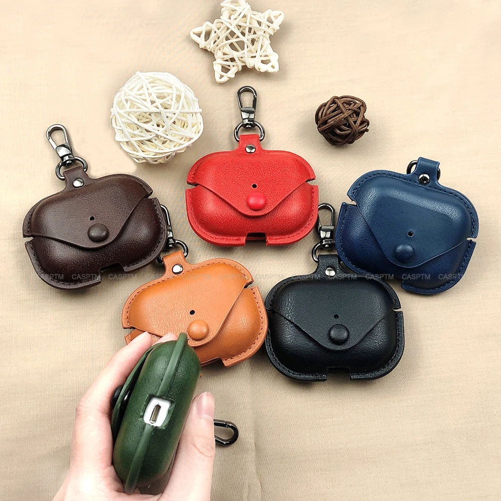 Роскошный кожаный чехол для наушников Airpods Pro защитный с брелоком Earpods Air Pods 3