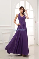 free shipping new arrival 2016 design custom size bridal gown brides maid dresses maxi dress long purple chiffon evening dresses