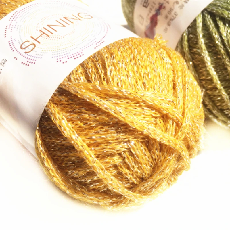 50 г/шар блестящая золотая и серебряная нить необычная сумка для вязания крючком