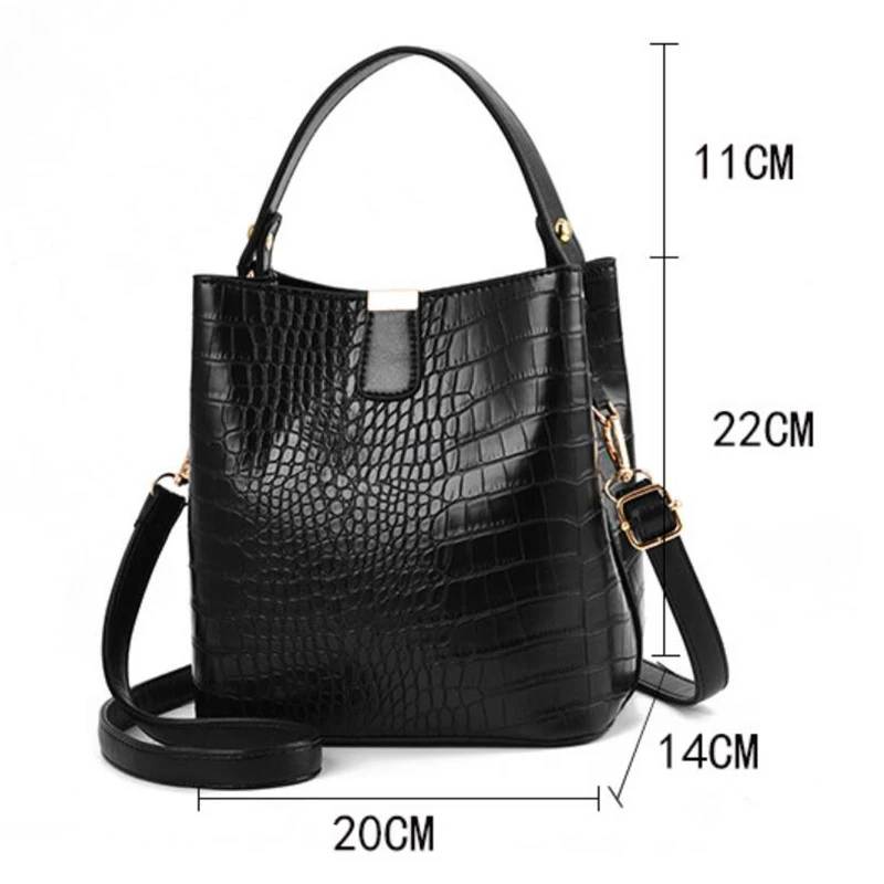 

Crocodile Pattern Handbag Capacity Casual Crocodile Shoulder Messenger Bags Ladies PU Purse Retro Alligator Bucket Bags Women