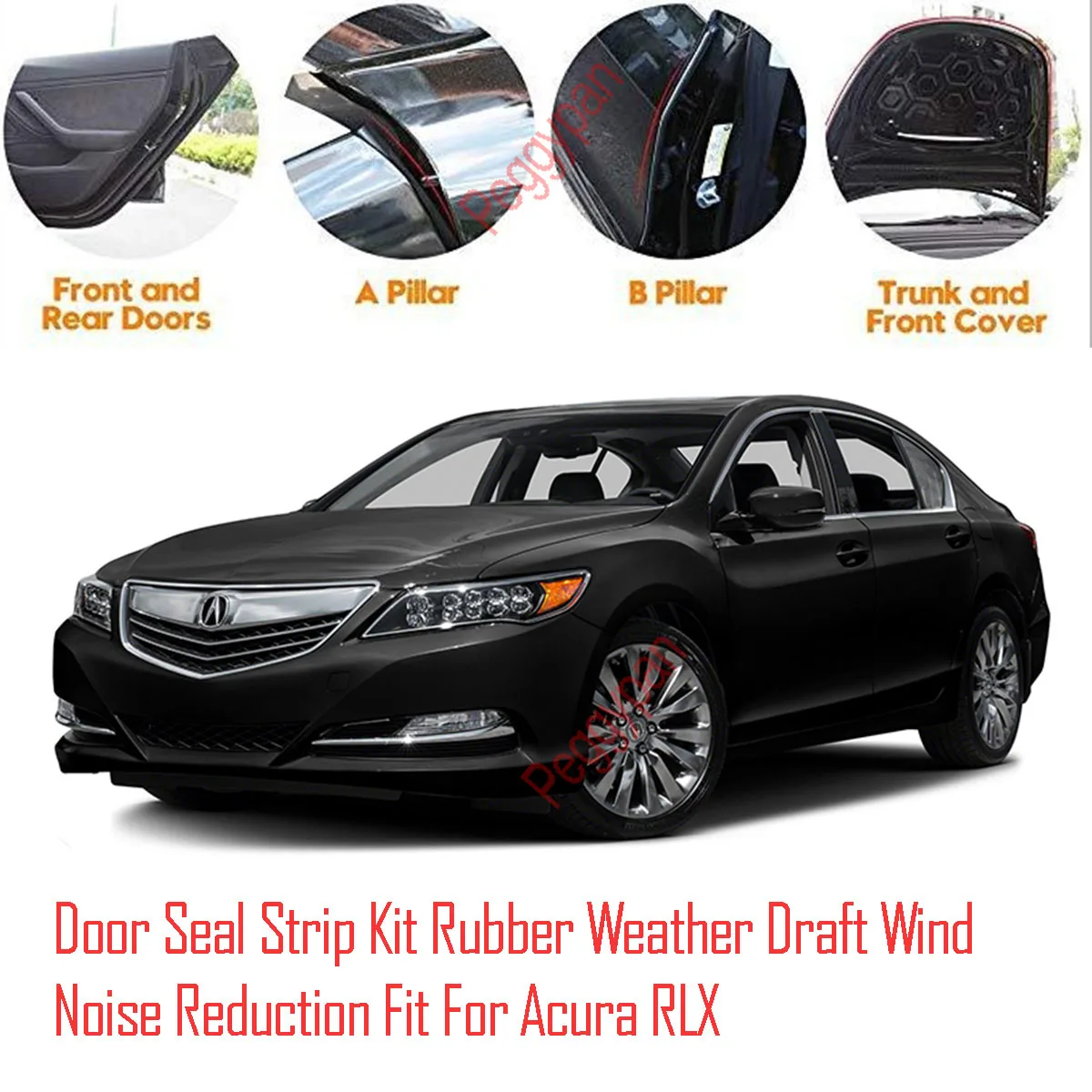 Door Seal Strip Kit Self Adhesive Window Engine Cover Soundproof Rubber Weather Draft Wind Noise Reduction Fit For Acura RLX