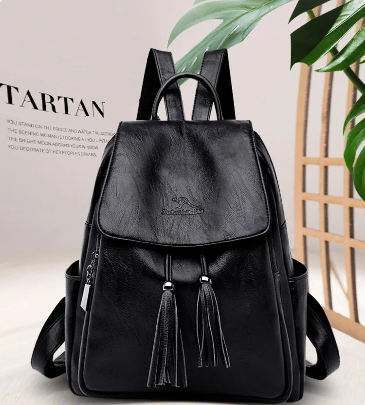 Модный женский рюкзак Mochilas из овечьей кожи с кисточками, Женская дорожная сумка, рюкзаки, школьные рюкзаки для девочек-подростков