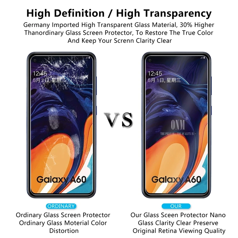 2 шт закаленное стекло для Samsung Galaxy A60 защита экрана 2.5D 9H защитная пленка 6