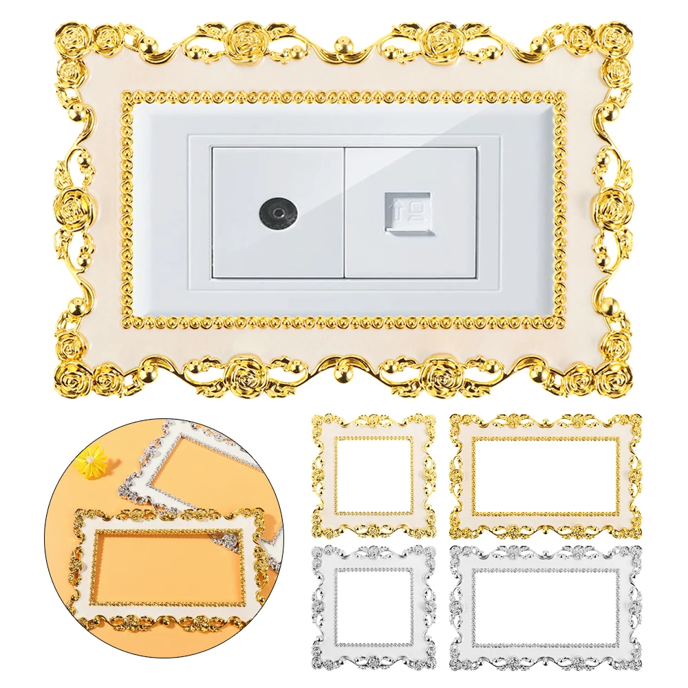 

Gold Silver Resin Single and Double Light Switch Surround Socket Plate Wall Sticker Cover Frame Decor Rose Edge Home Decor