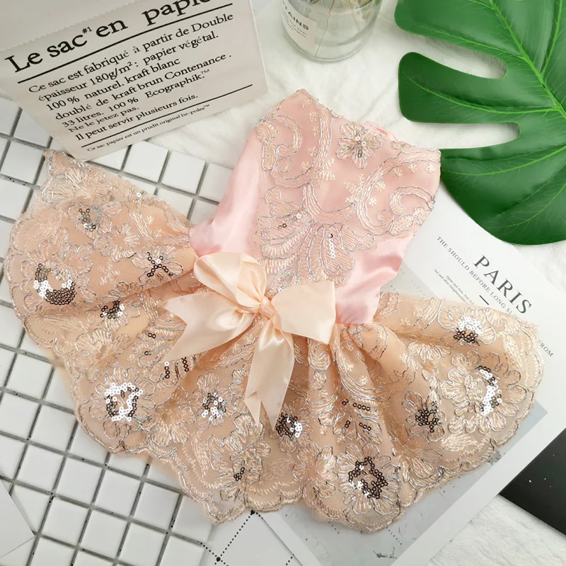 Роскошное Свадебное платье с вышивкой принцессы для собаки Милая одежда весенне