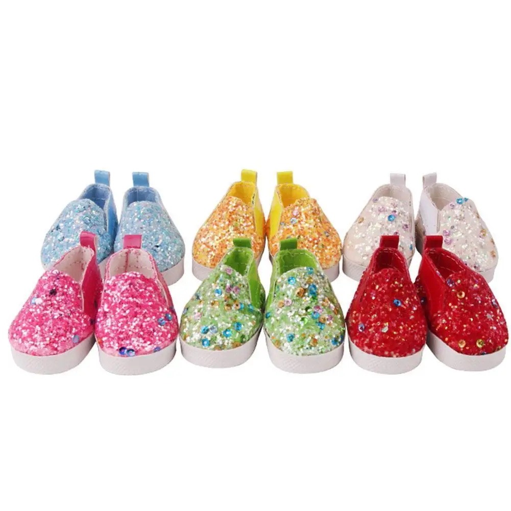 

1pcs Mini Doll Shoes For 14.5 Inches Dolls Sequin Fashion Cute Small Shoes Toy PU Leather Shoes Toy Doll Jewelry Accessories