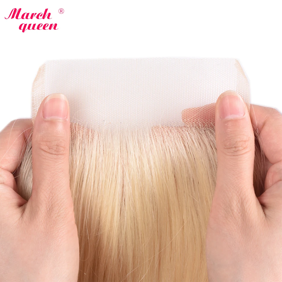 Marchqueen медовый блонд пряди с закрытием средний коэффициент перуанские Remy прямые