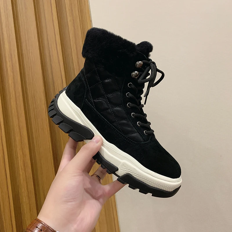 

Женские ботинки 2021, водонепроницаемая зимняя обувь, женские зимние ботинки, Теплые ботильоны на толстой подошве, зимние ботинки на толстом ...