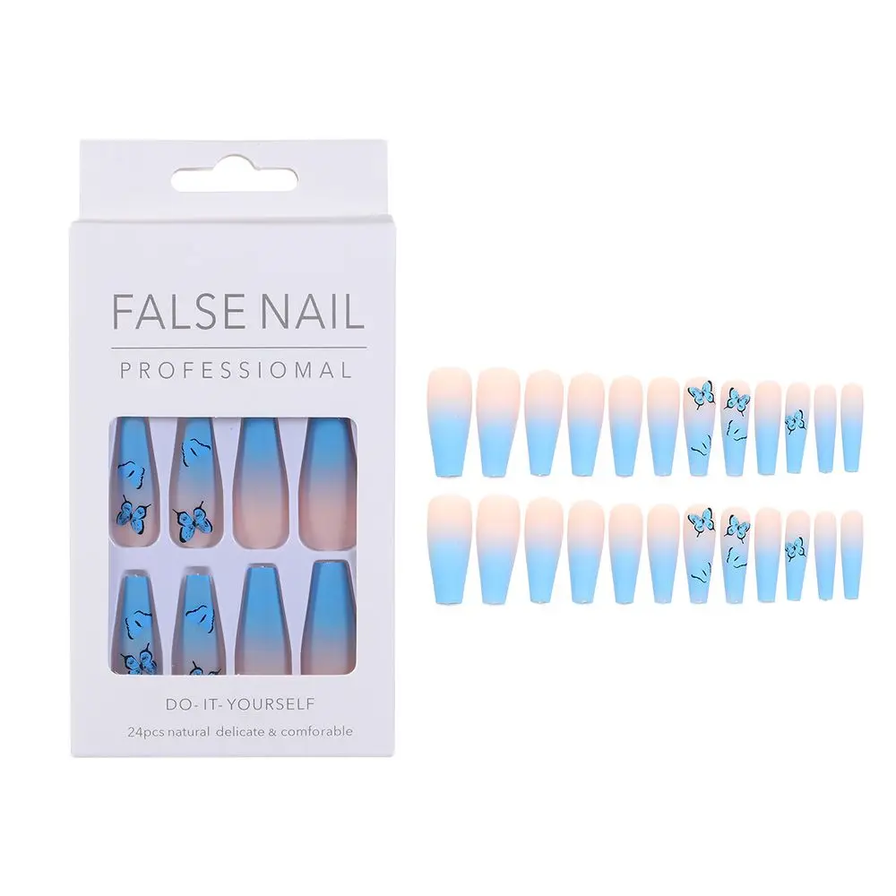 Красивые матовые T-образные накладные ногти с полным покрытием балерины