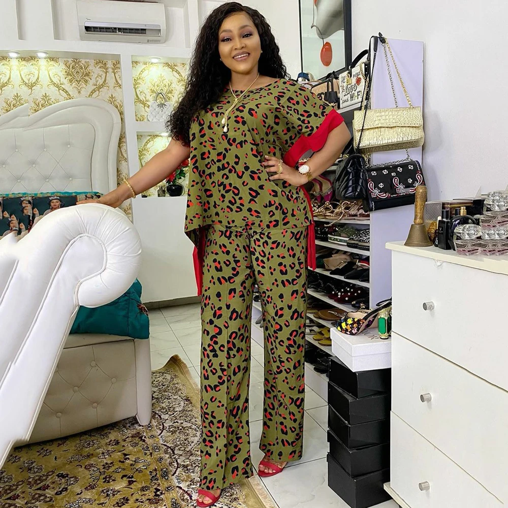 

Магазин Richkeda, новинка 2021, комплект из двух предметов для женщин, Дашики, футболка и брюки, костюм 2021, Новая африканская Женская одежда с принт...