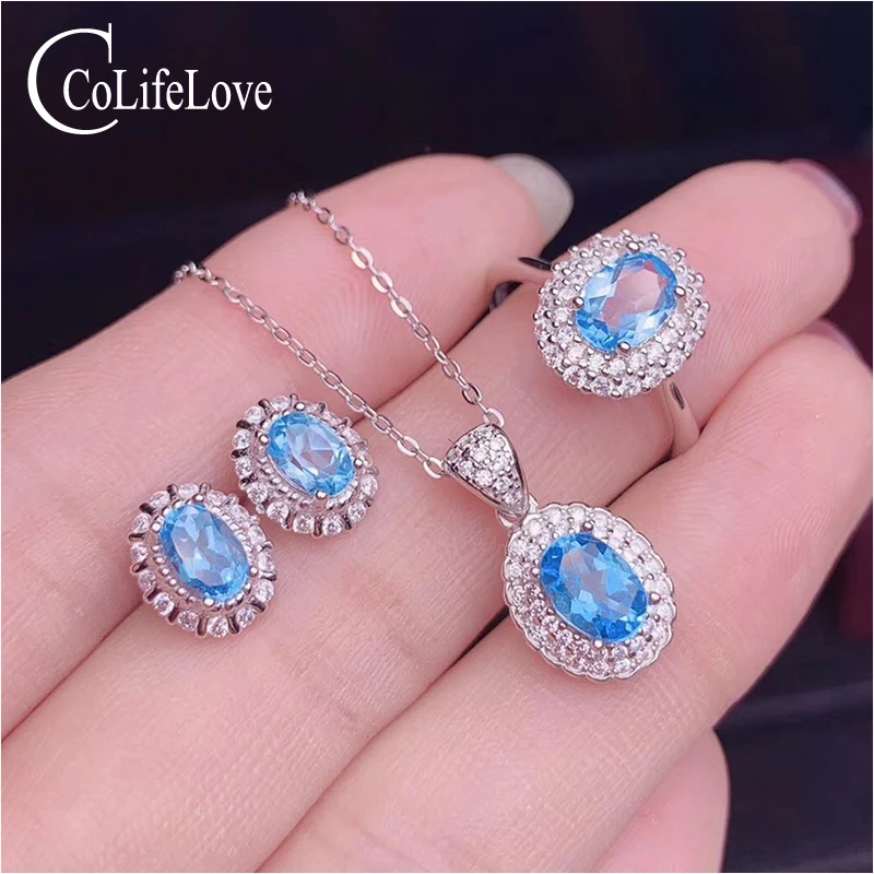 Комплект ювелирных изделий из натурального топаза 4 предмета|Ювелирные наборы| |