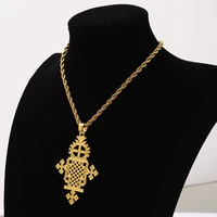 exquisite ethiopian gold color cross pendant necklace for women elegant vintage arab africa jewelry gifts