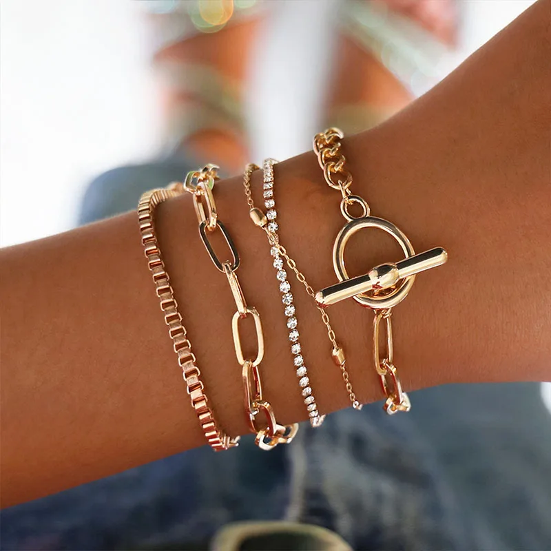 5pcs crystal Knot 6 шт. Набор браслетов на лодыжке богемные ювелирные изделия золотые цепочки Бесконечность Двойное сердце любовь замок шарм браслеты для женщин ножной браслет - Окраска металла: 5pcs crystal Knot