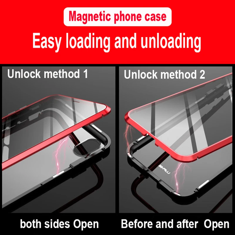 Двойной Магнитный чехол книжка из закаленного стекла 360 для iPhone 11 Pro Max магнитный