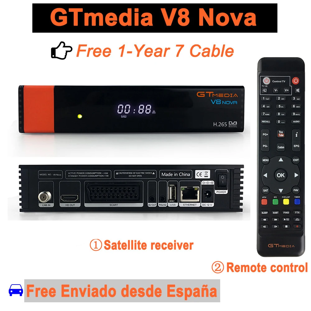 Рецептор Gtmedia V8 Nova встроенный wifi freesat v8 супер DVB-S2 1 год Cccam Cline на 1 год ТВ коробка такая же как V9 супер ТВ приемник