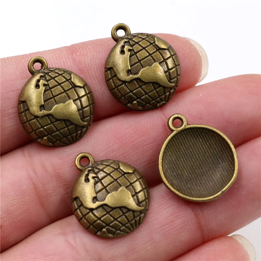 

19x15mm 15pcs Antique Bronze Plated Earth Handmade Charms Pendant:DIY for bracelet necklace-Q4-36