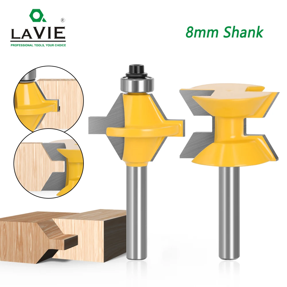 

2pcs 8mm Shank 120 Degree Router Bit Set Woodworking Groove Cutters Tungsten Alloy Wood Tenon Milling Cutter Bits Tools 02120