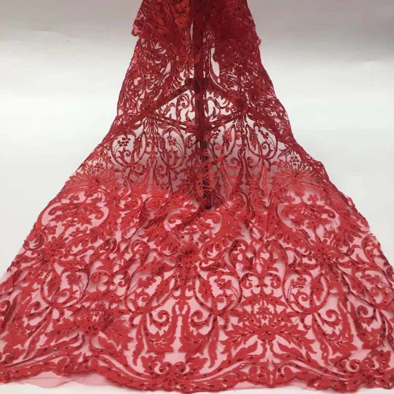 (5 ярдов/шт.) Высококачественная красная африканская французская сетчатая