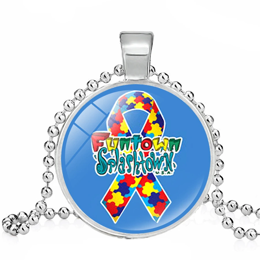 Аутистические красочные головоломки символ ожерелья забота о аутизме