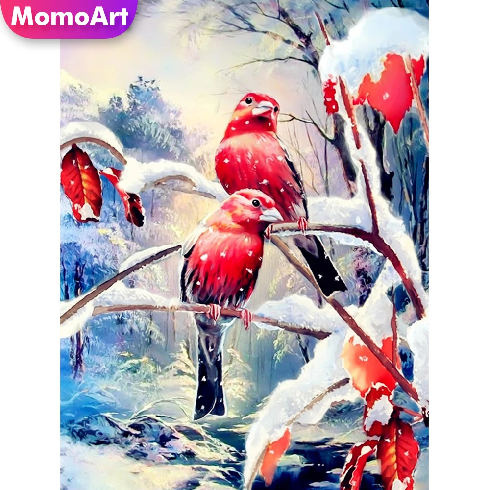

Momoart 5D DIY Diamond Painting Bird Winter Diamond Embroidery Animal Handicrafts Picture Of Rhinestones Mosaic Handmade Hobby