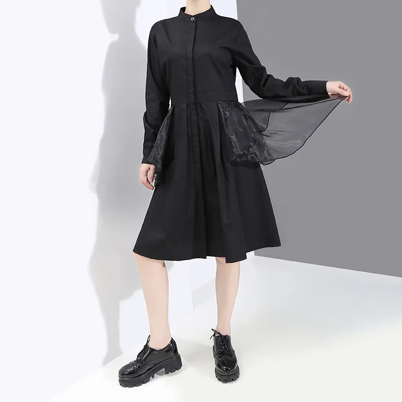 XITAO лоскутное Сетчатое повседневное однобортное платье для женщин 2020 Весенняя