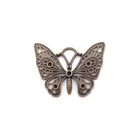 5pcs large diy jewelry findings making antique copper filigree butterfly animal charm pendant for necklace accessories 48x37mm