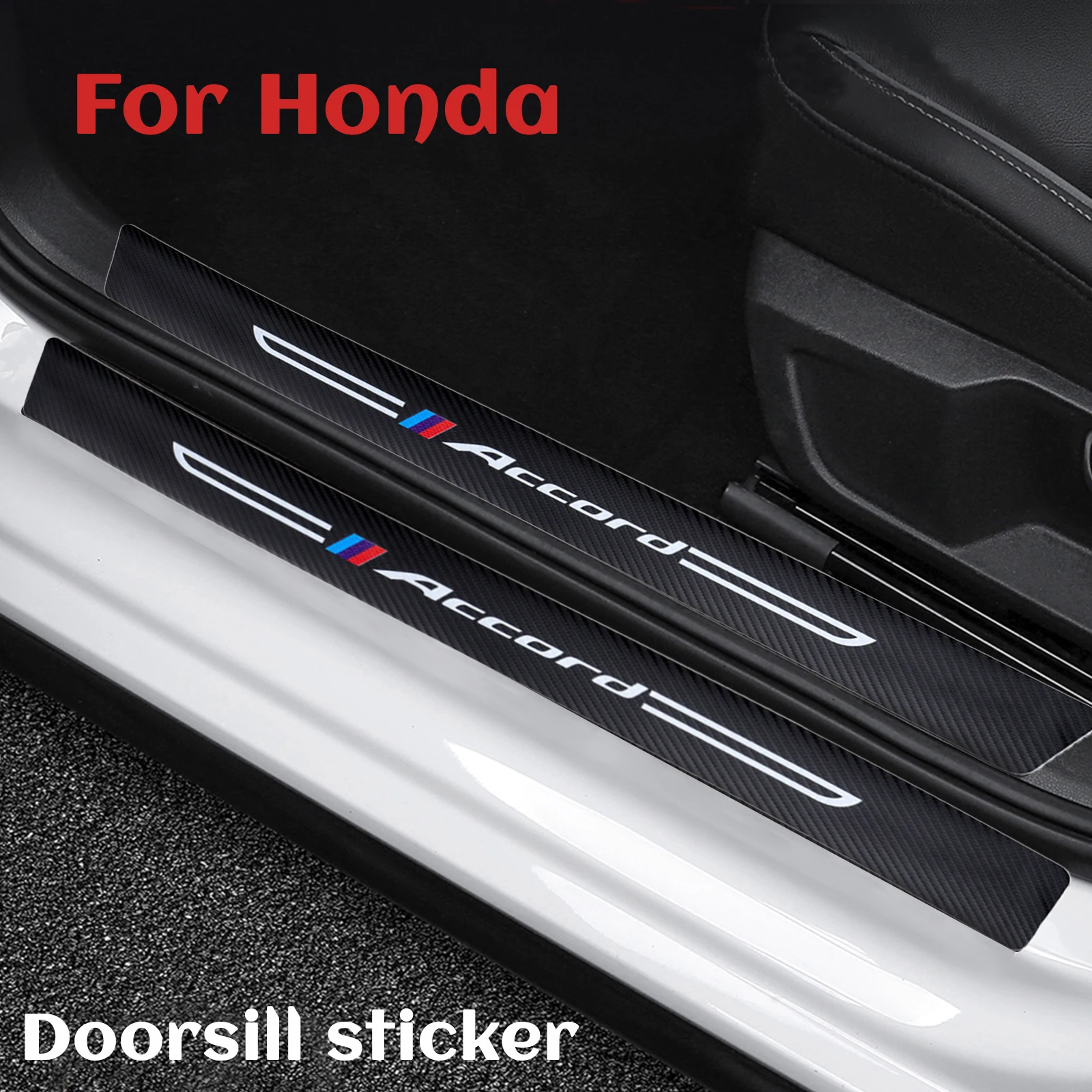 2 шт. Стайлинг автомобиля дверь углеродное волокно порог пластина для Honda Accord 2019