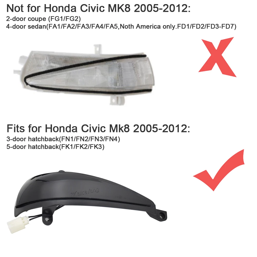 2x для Honda Civic 8th MK8 Type-S Type-R FN 1 2 3 FK мигасветодиодный Светодиодная подсветка Боковое