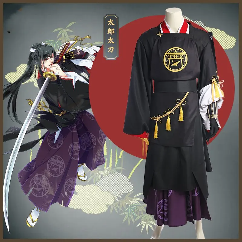 

Hot Webgame Touken Ranbu Taroutachi Kimono Cosplay Costume Custom Black Printed Kimono Clothing For Adult