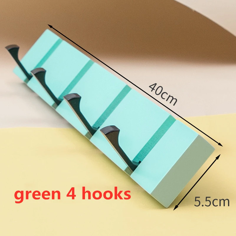 green 4 hook Держатель Стойки цинковый сплав Складная Дверь настенное крепление деревянная вешалка для пальто и шляп крюк - Цвет: green 4 hook