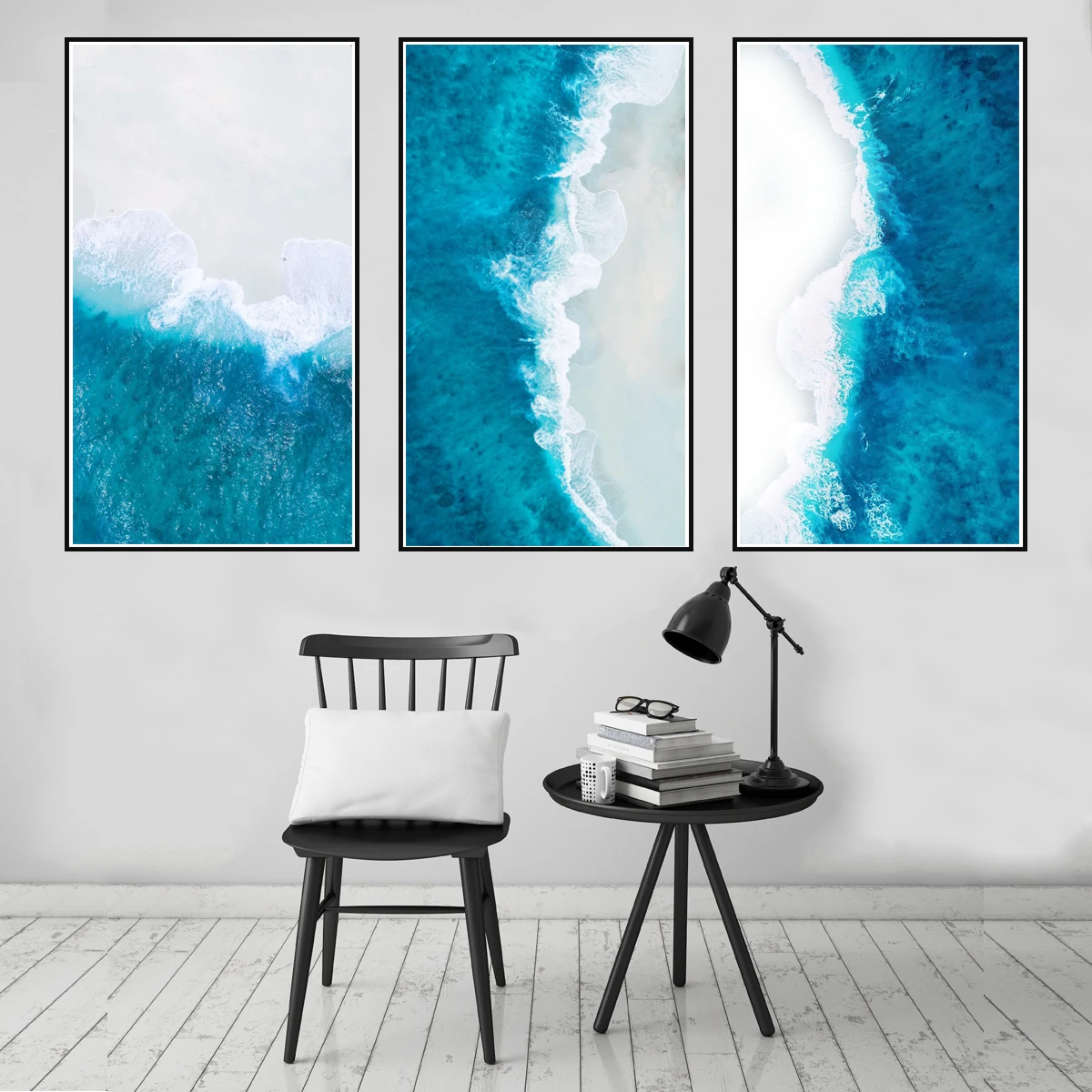 Скандинавский постер с морскими волнами и морским дрейфом Картина на холсте