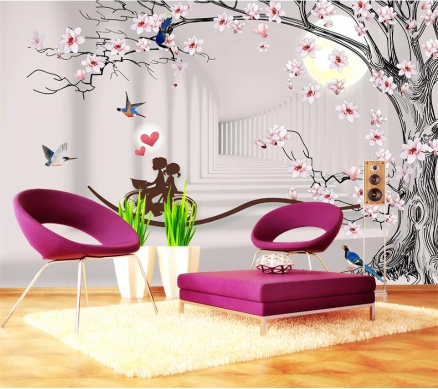 Большие фрески wellyu на заказ креативное домашнее украшение магнолия дерево 3D