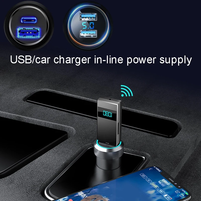 

Bluetooth 5.0 Car Adapter Wireless Audio Receiver MP3 Player Wide Compatibility Receiver Built-in Micphone