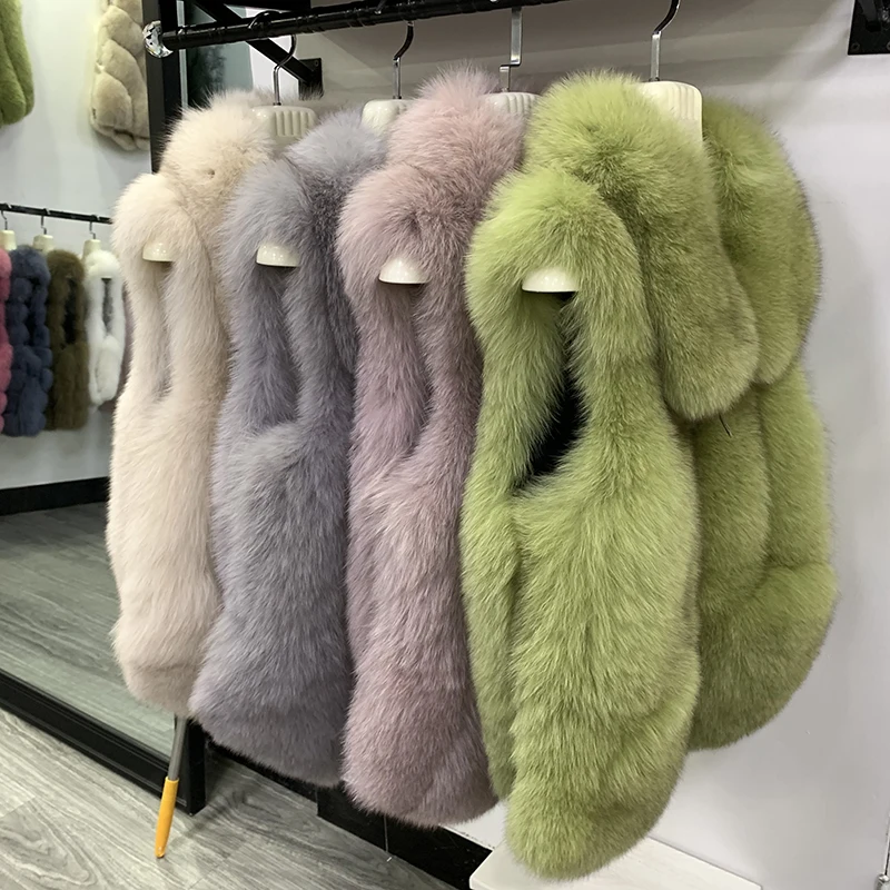 Rf2026 жилет из натуральной кожи с натуральным мехом женский на лисьем меху