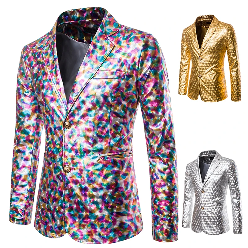 Позолоченное платье для выступлений ночного клуба Мужское пальто костюм мужские