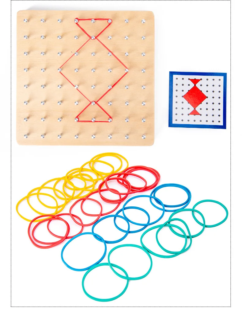 

Montessori Geometric Nail Board Children's Educational Toys with Cards Creative Graphics Children's Early Education Toys