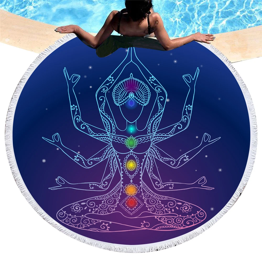 

Lychee Ethnic Style Round Beach Towel Microfibre Beach Towel Wearable Soft Towel Beach Accessories